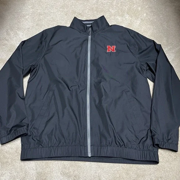 Nebraska Cornhuskers Cutter & Buck WeatherTec Full Zip Jacket Mens Large Black
