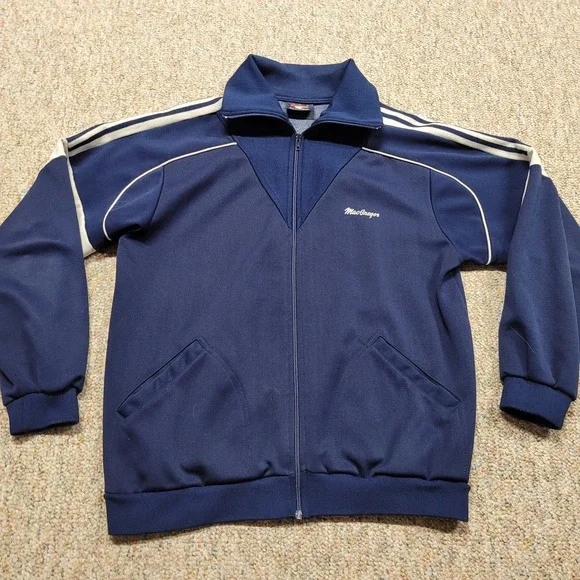 Vintage MacGregor Track Jacket Mens Large Blue Full Zip Gym Training Track Sport