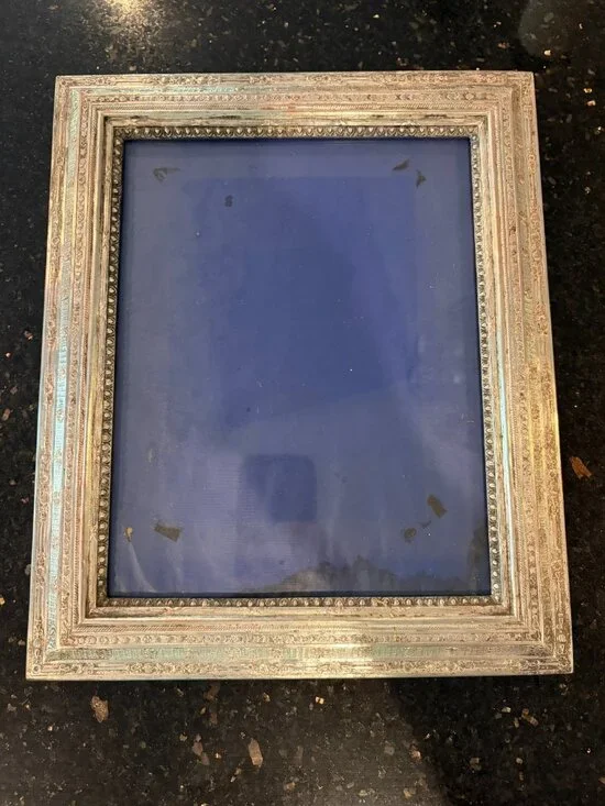 Antique German Silver over Copper picture frame c.1900's marked floral