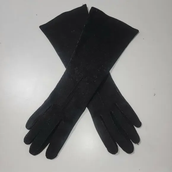 Vintage Wear-right duplex suede gloves Size 6.5 Black