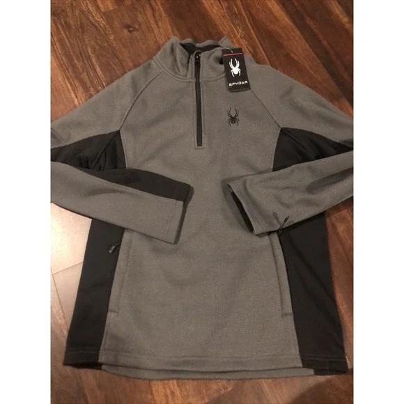 New Spyder Mens Ski 1/4 Jacket Size Medium‎ Gray Black