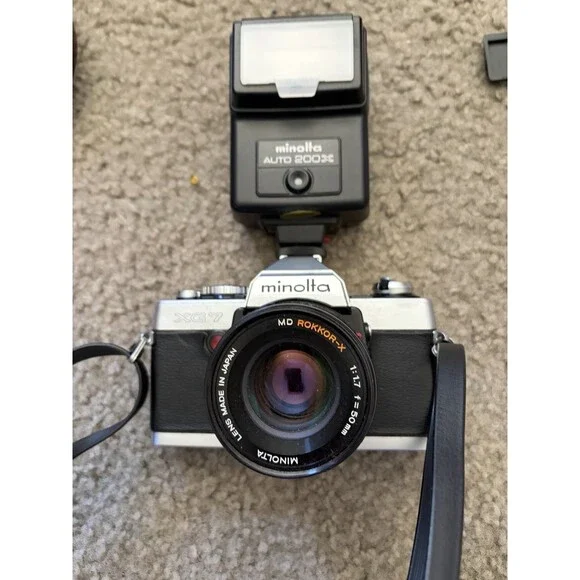 Minolta XG-7 35mm SLR Film Camera w/ MD Rokkor-X 45mm f/2 Lens - Untested AS-IS