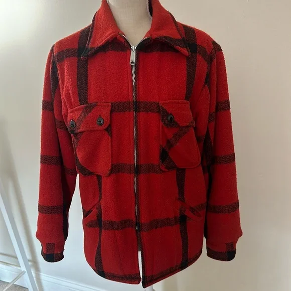 Vintage Monterey‎ Club Bomber Style Buffalo Plaid Wool Coat