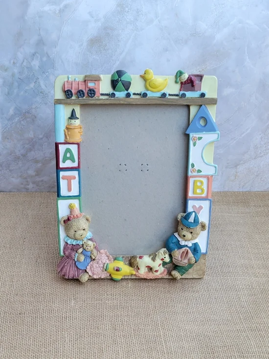Vintage 90s 3D Bear Ceramic Collectible Picture Frame