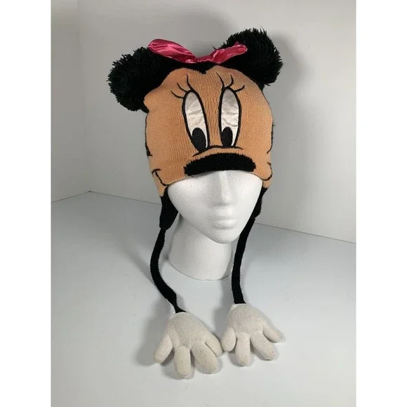 Disney Minnie Mouse Kids Winter Hat Minnie Mouse Stocking‎ Cap With Hands