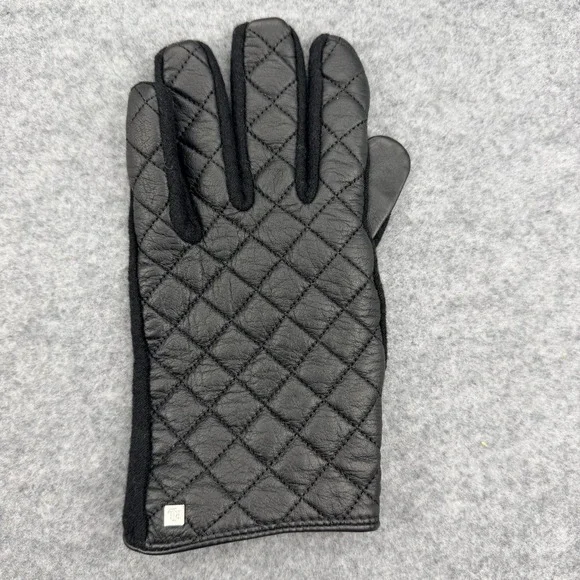 Lauren Ralph Lauren Black Quilted Leather Wool ONLY LEFT Hand Glove RLL