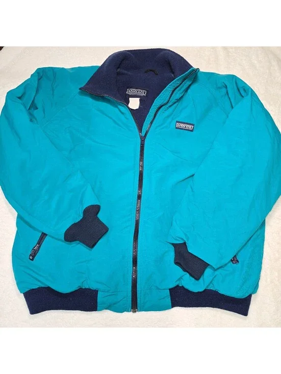 Vintage 90s Lands End Direct Merchants Squall Jacket Teal Blue Men’s XL XXL
