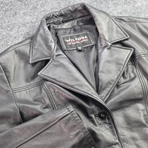 Wilsons Leather Jacket Black Car Coat Blazer Vintage Y2K Genuine Leather XL Mens
