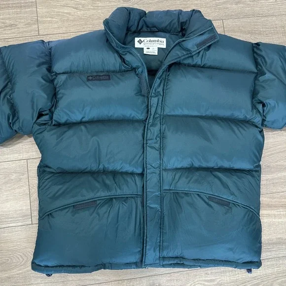 Vintage‎ 90s Columbia Puffer Jacket Mens Large Hunter Green Goose Down Coat