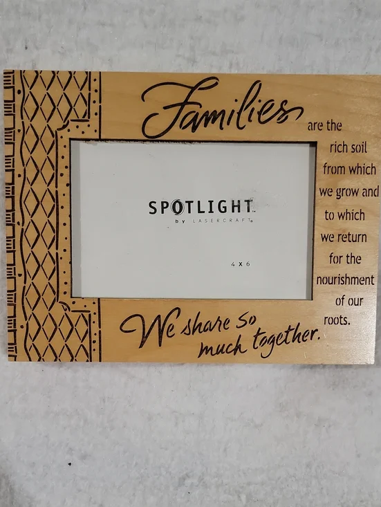 Laser Engraved Families Wooden Picture Frame - Natural Finish New