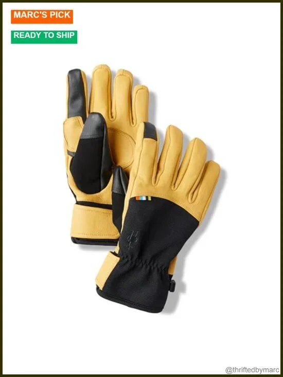 Leather Touchscreen Gloves Merino Wool Lining Ski Snowboard