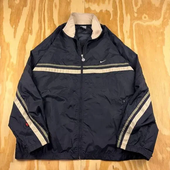Vintage Y2K Nike Track Jacket – Navy Blue – Men’s L