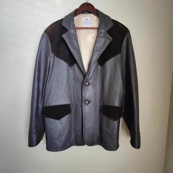 VTG Mid Western Sport Togs Deerskin‎ Leather Jacket Suede Western Mens Lined 44