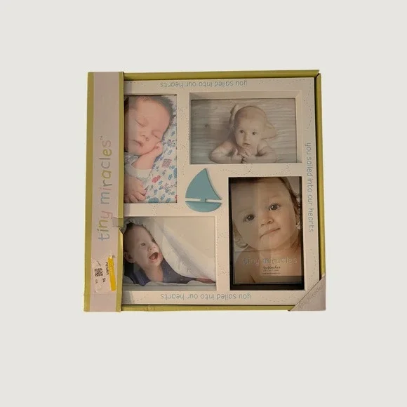 Tiny Miracles Collage Picture Frame Baby OS White New Sailboat Nautical M108204C