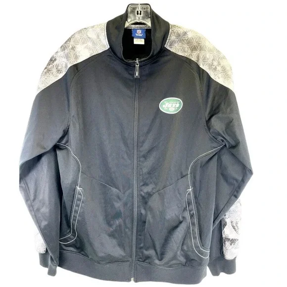 NY Jets/ Reebox On Field  Black Sz‎ Large Full Zip Jacket (X30) EUC