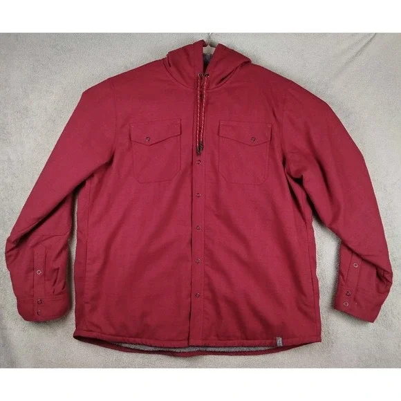 LL‎ Bean Katahdin Performance Red Jacket Mens XL Flannel Hi Pile Fleece Lined