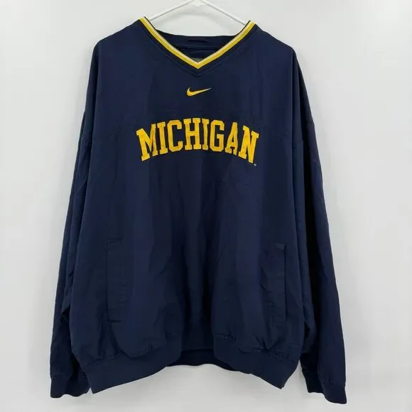 Vintage Nike Michigan Wolverines Windbreaker Jacket Mens Center Swoosh xxl‎
