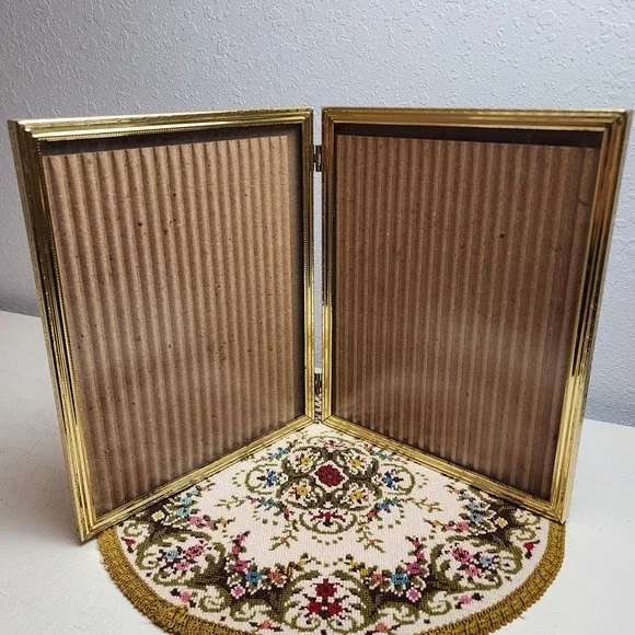 Vintage Dual Hinged‎ Metal Gold Frames, 8x10 inch photo slots