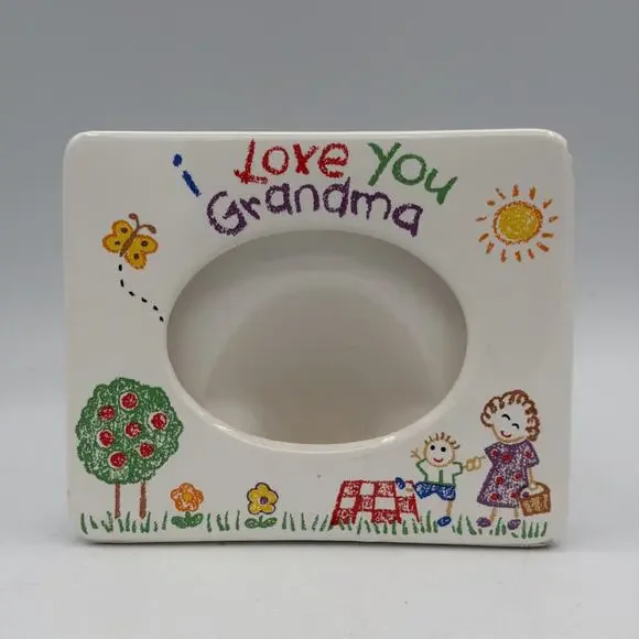 Vintage 90s I Love My Grandma and Grandpa Ceramic Picture Frame Russ 6