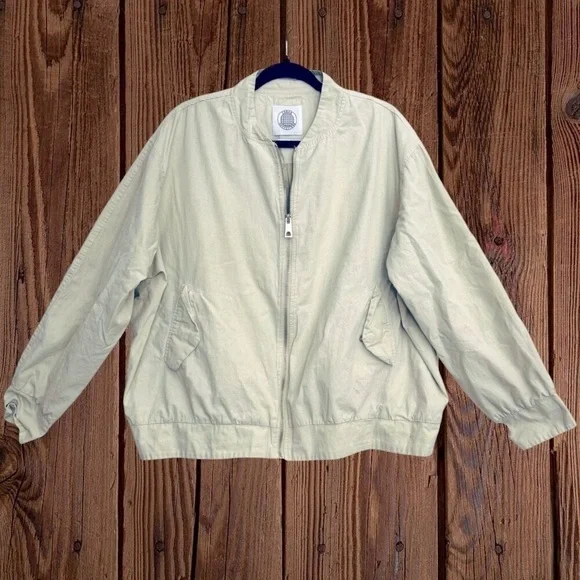 URBAN OUTFITTERS Classic Bomber Varsity Utility Khaki Tan Jacket UO Streetwear M