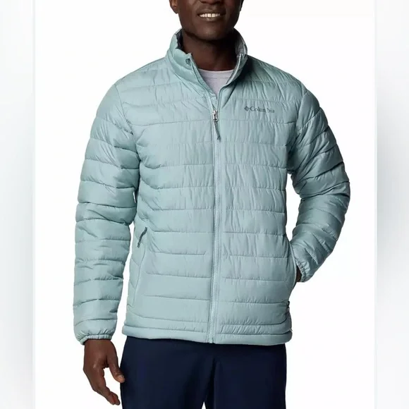 Columbia Men's Large Powder Lite Blue Insulated Jacket Zippered Pockets