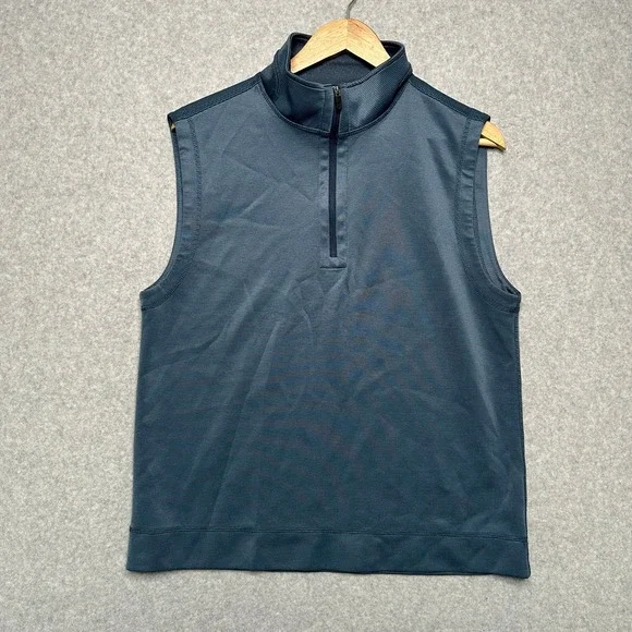Hickey Freeman Mens Medium Blue Gray 1/4 Zip Golf Vest Performance Stretch HF