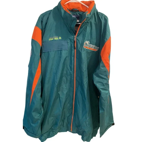 RARE Miami Dolphins NFL Football‎ Reebok System Control Winter Coat Size 2XL