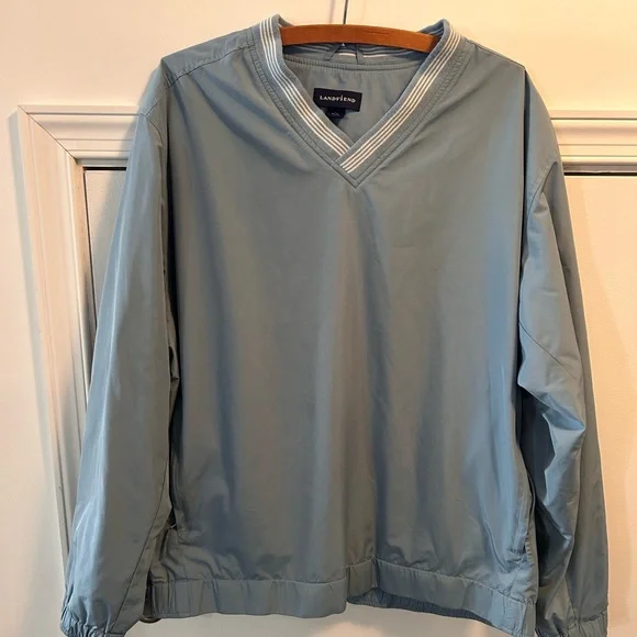 Vintage Lands End Golf Windbreaker‎ Jacket Mens L Blue Pullover
