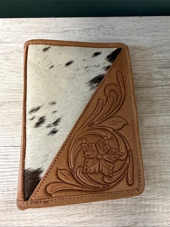 STS Hand-Tooled Leather and Cowhide Wallet