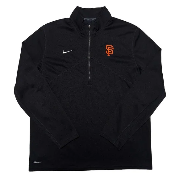NIKE San Francisco Giants MLB 1/2 Zip Pullover Mens XL Black Jacket