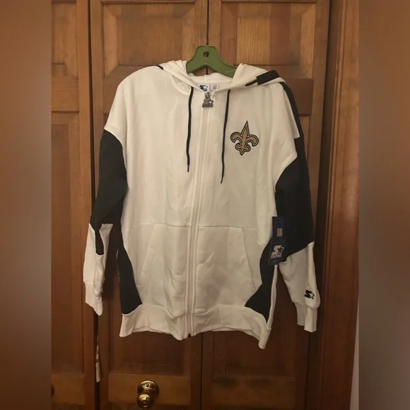 NFL Team Apparel Men’s Sz L Black & White New Orleans Saints Windbreaker NWT