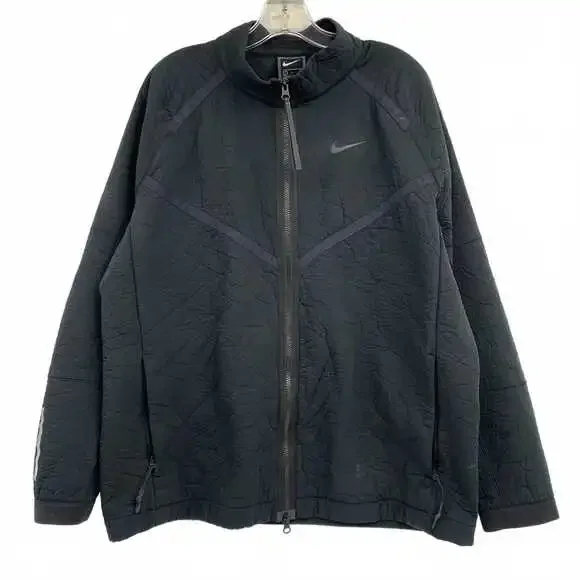 Nike Black Zip-Up Athletic Jacket | Regular L Lightweight Polyester
