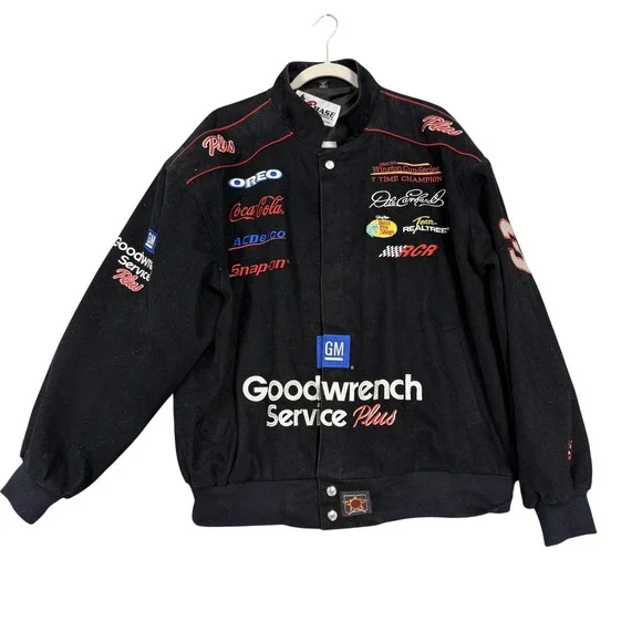 Vintage Dale Earnhardt Goodwrench Service Jacket Mens XL Black NASCAR Chase