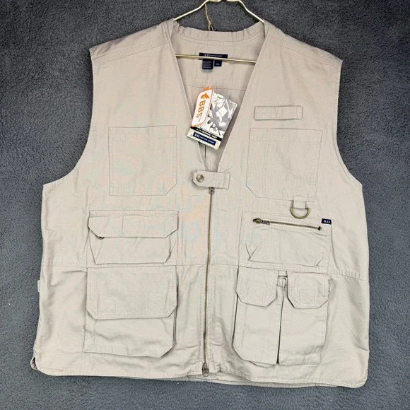 5.11 Tactical Series Men 3XL Khaki Cotton Canvas Multi-Pocket Utility Vest 80001