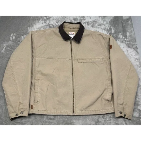 Vintage Sorel Canvas Jacket Mens XXL 2XL Beige Chore Coat Fleece Work 90s Y2K