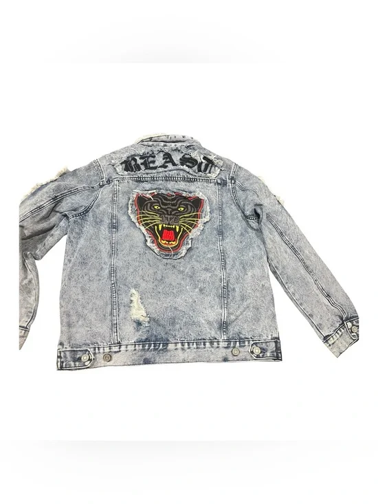 MCMLXXD VIII Contender Brand Men’s Distressed Sherpa Collar Denim Jacket Size M