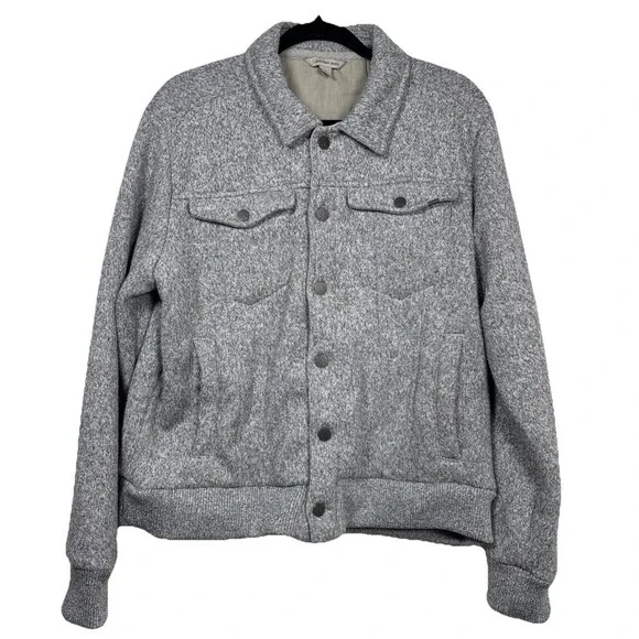 Calvin Klein Jeans marled heather grey sweater sherpa lined trucker jacket sz L