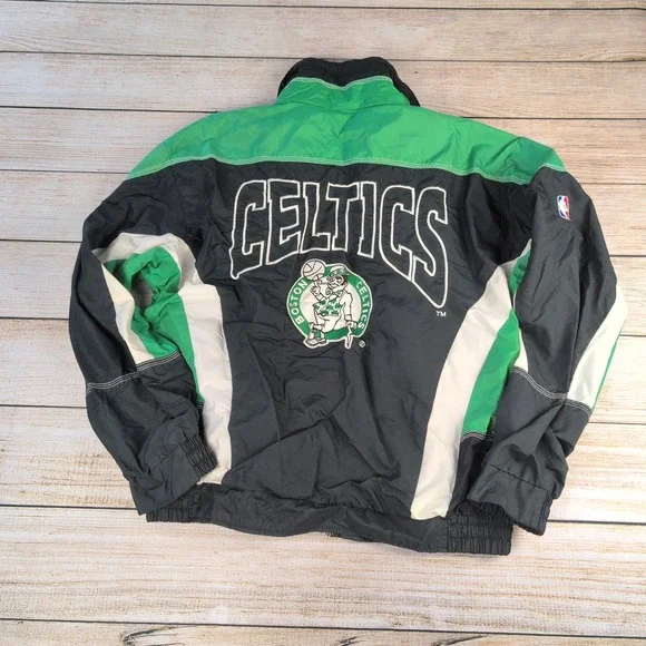Vintage 90s Nutmeg Mills Boston Celtics NBA Windbreaker Jacket Green Black M