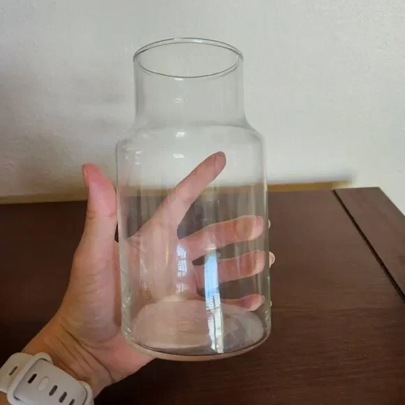 Clear glass fluted bottle farmhouse decor kitchen liquid food storage vase