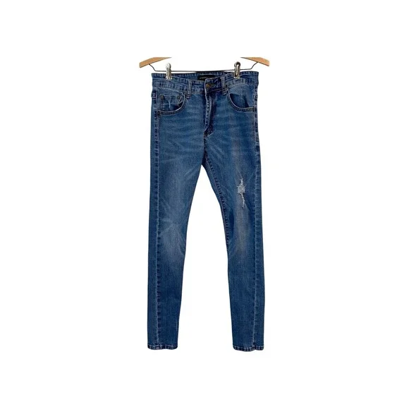 Aeropostale Mens Blue Denim Super Skinny‎ Jeans Distressed Details Size 28x30