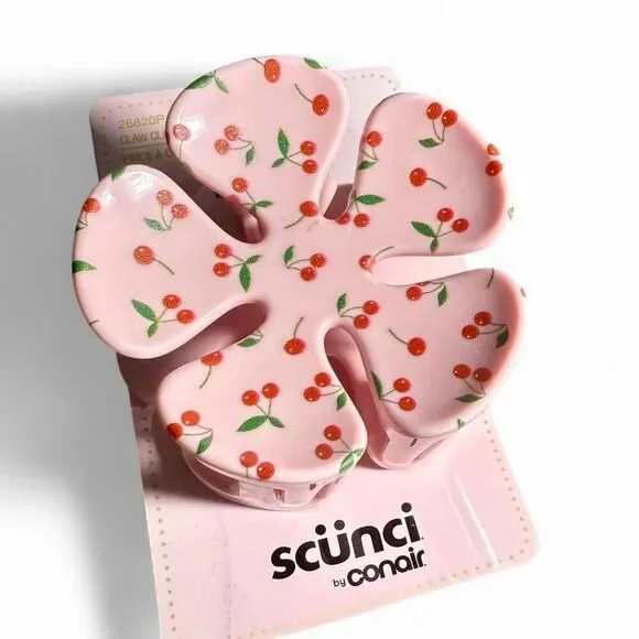 Scünci by conair Cherry print hair claw clips