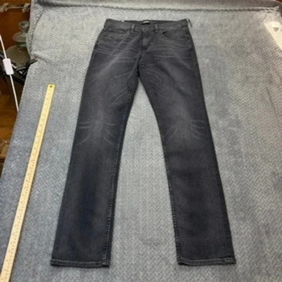 Hudson Byron Straight Jeans Mens 31x32 Grey‎ Black Wash Century Stretch Denim