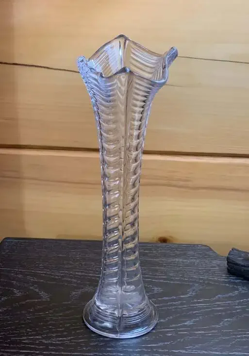 Vintage Swung  Glass Vase Art Deco Clear