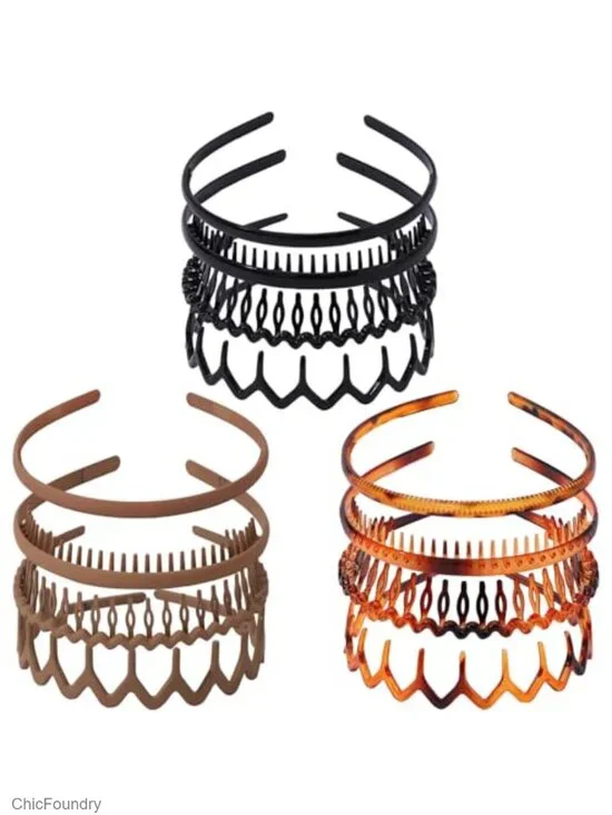 12 Pack Non Slip Plastic Headbands with Teeth for Women Men