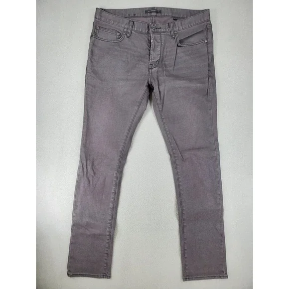 John Varvatos USA Wight Skinny Jeans Mens 34 Gray Stretch Button‎ Fly Denim