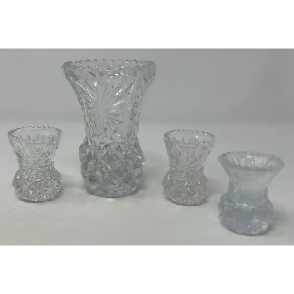 Clear Crystal Pineapple Shape Bud Vase Sawtooth Edge Vintage‎ 5