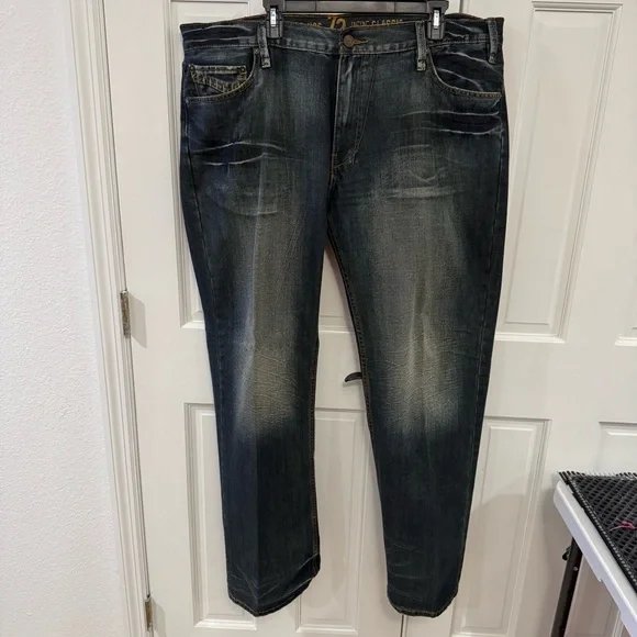 Rare Vintage Pepe Jeans London –‎ Size 42x34 – Leather-Look Pocket Western Denim