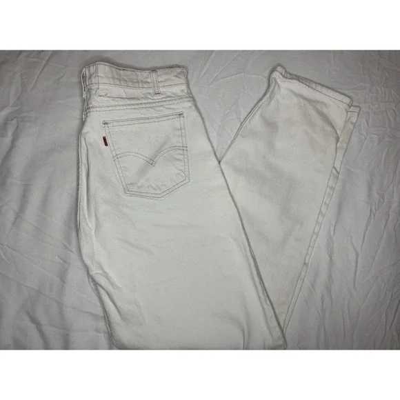 Vintage Levi's 550 Jeans Men's 34x32 White Orange Tab‎ Denim Made in USA 90s