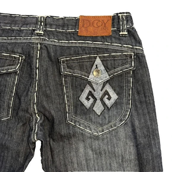 D Coy JNS Men Sz 36x31 Y2K Skater Gray Denim Jean Heavy White Stitching