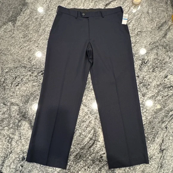 Izod Straight Leg Dress Pants Mens‎ 36x30 Navy Cotton NWT #343